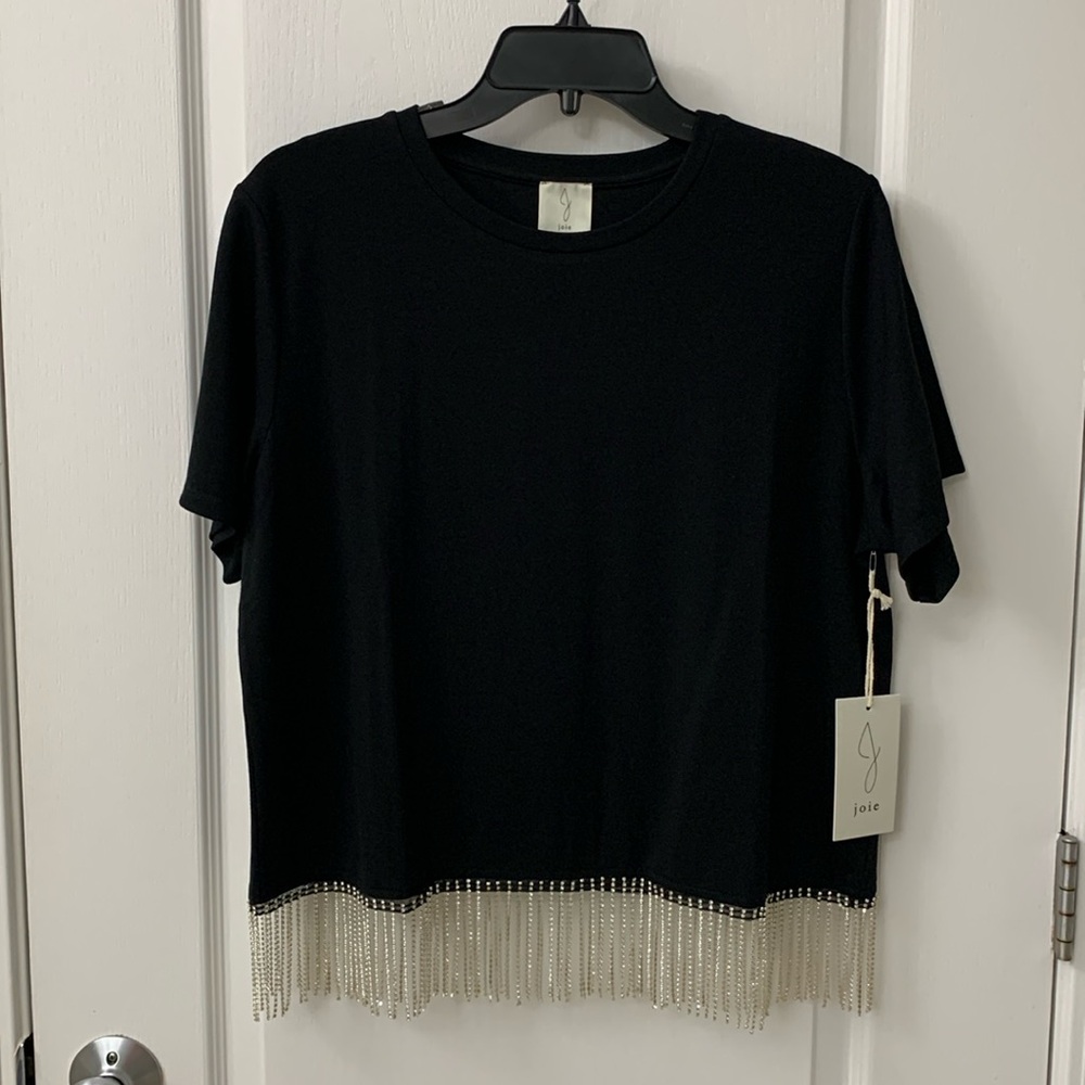 Black Top with Silver Rhinestone Bottom Fringe